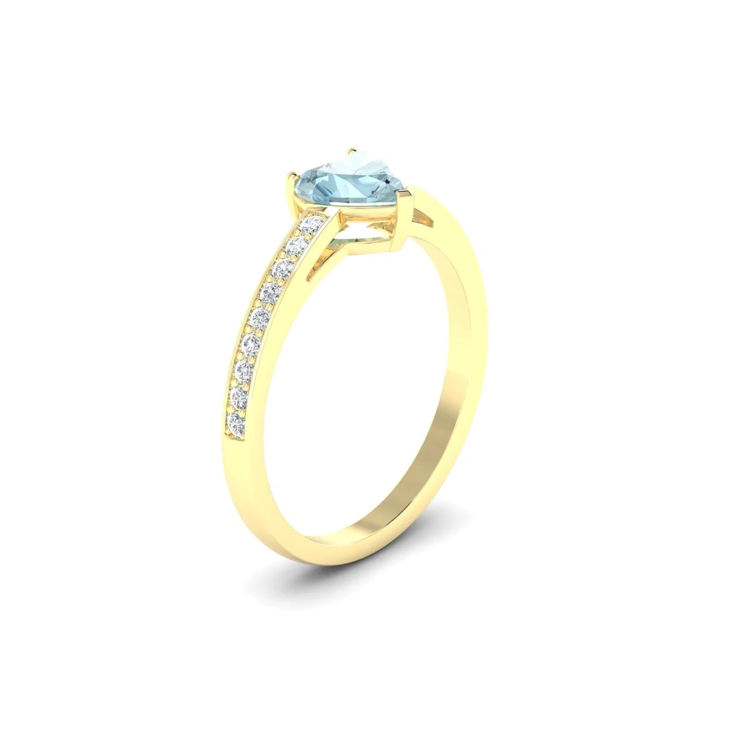 Promise | 18k Yellow Gold 6 mm Heart Aquamarine Ring