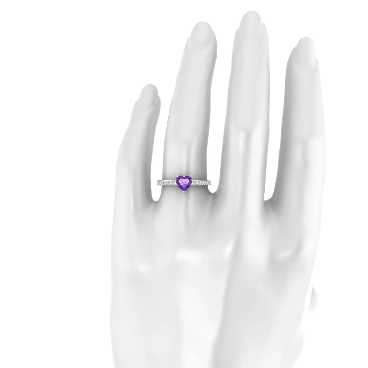 Promise | 18k White Gold 6 mm Heart Amethyst Ring