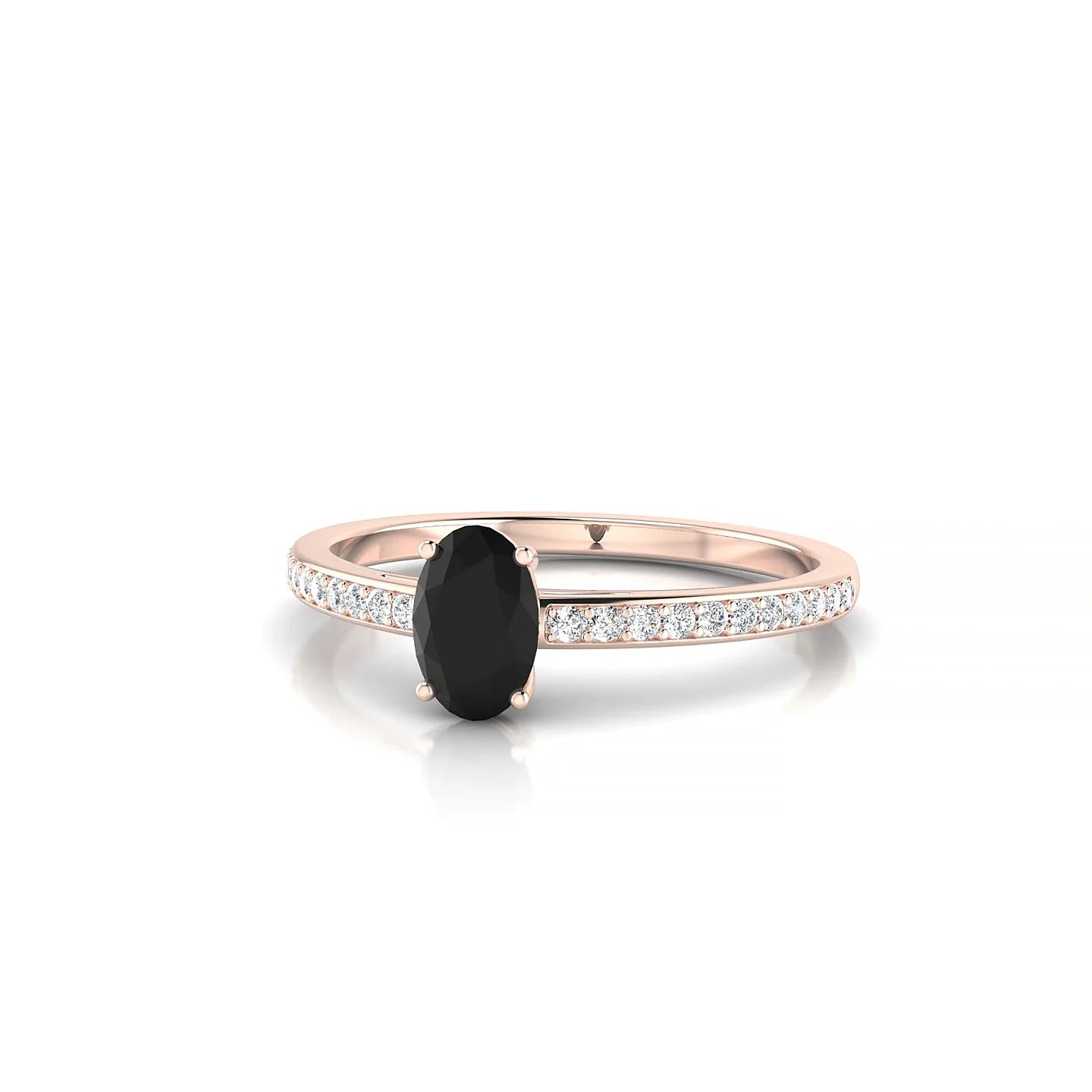 Promise | 18k Rose Gold 6 x 4 mm Oval Black Diamond Ring