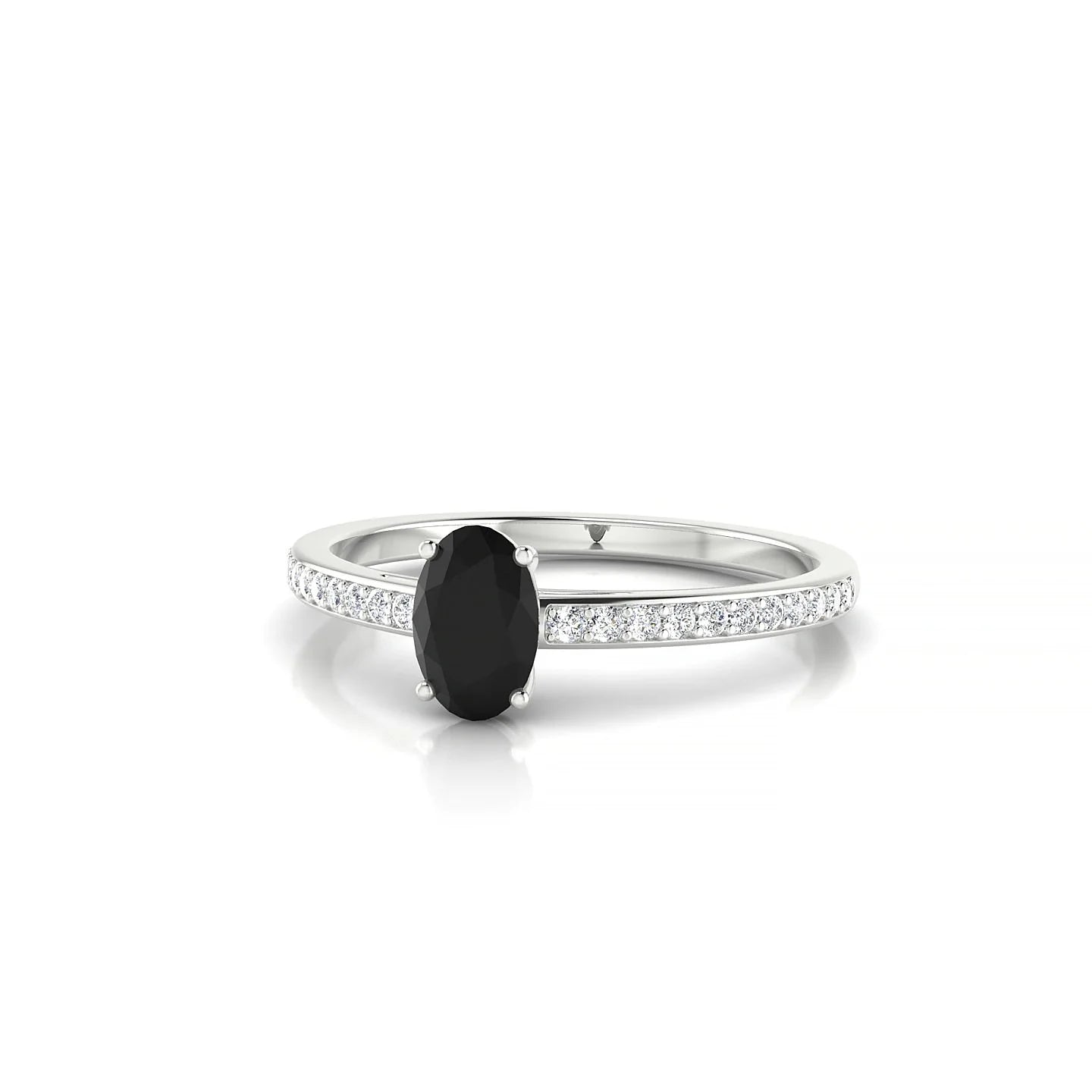 Promise | 18k White Gold 6 x 4 mm Oval Black Diamond Ring