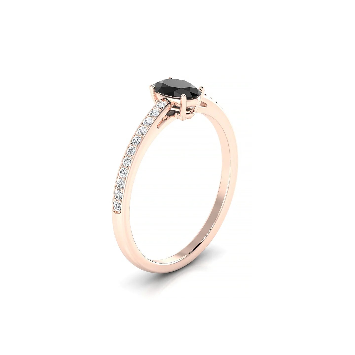 Promise | 18k Rose Gold 6 x 4 mm Oval Black Diamond Ring