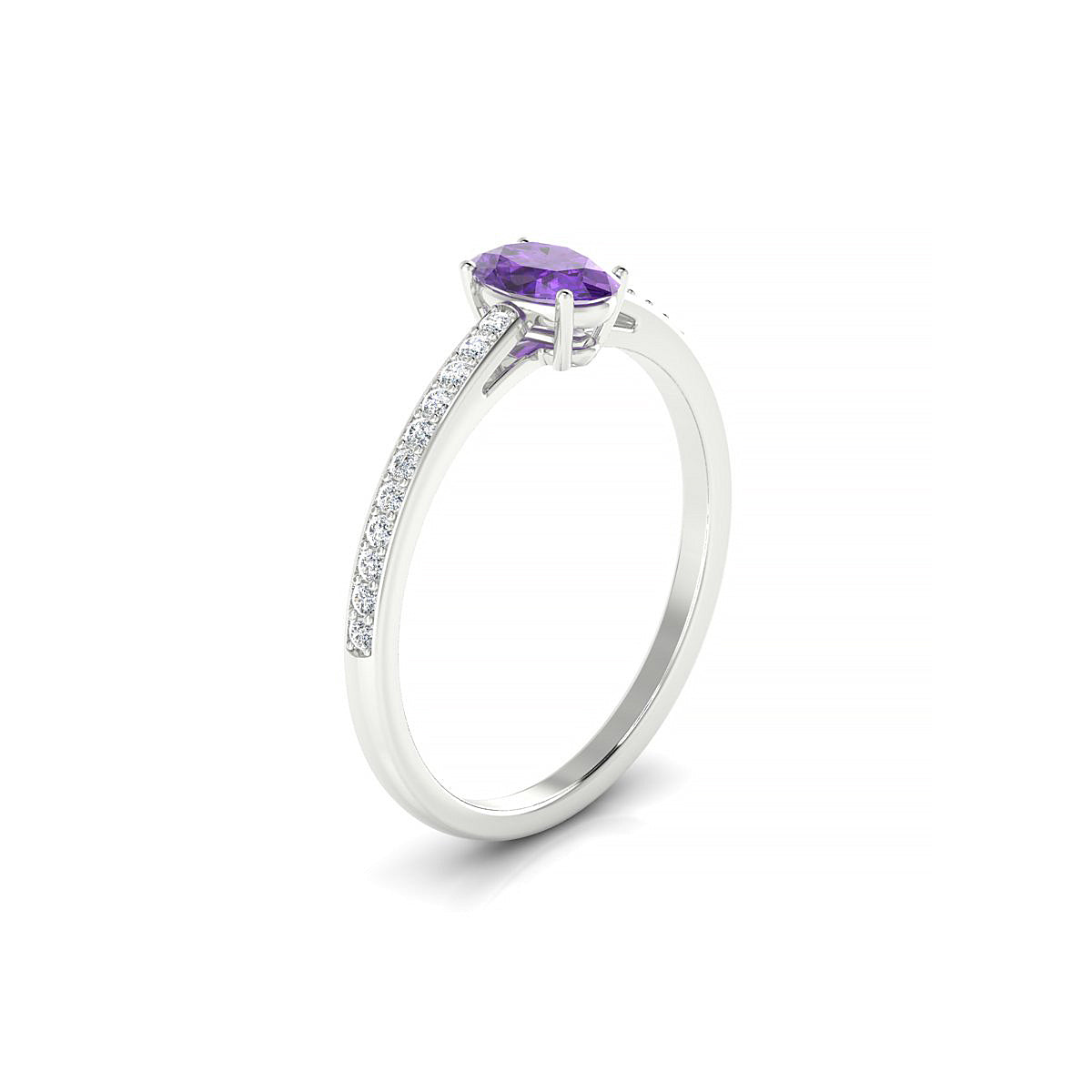 Promise | 18k White Gold 6 x 4 mm Oval Amethyst Ring