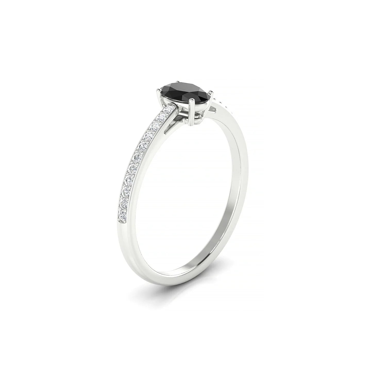 Promise | 18k White Gold 6 x 4 mm Oval Black Diamond Ring