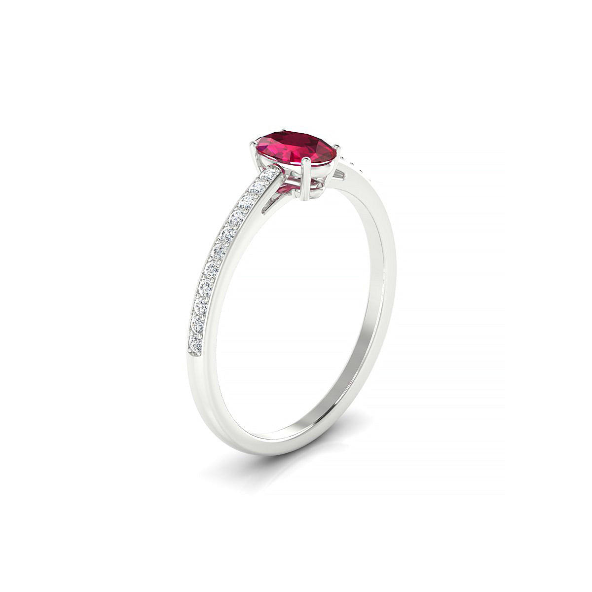 Promise | 18k White Gold 6 x 4 mm Oval Ruby Ring