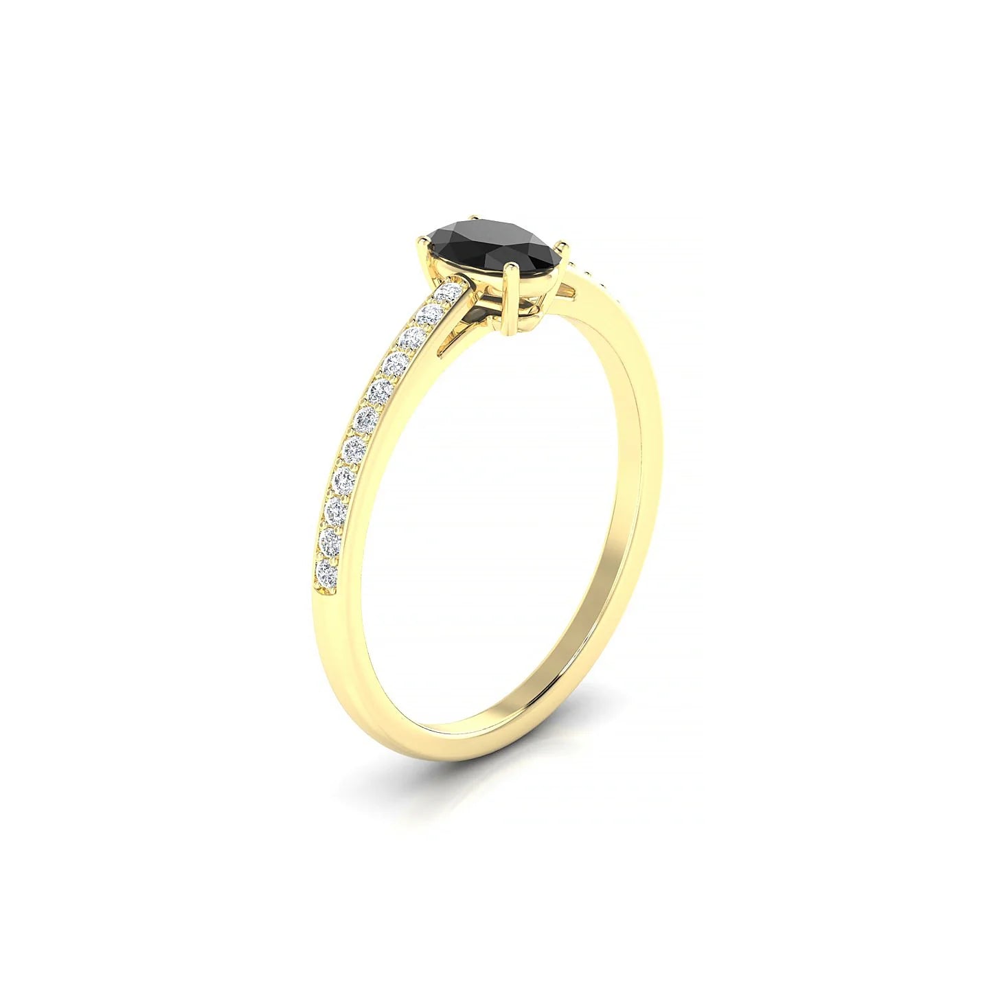 Promise | 18k Yellow Gold 6 x 4 mm Oval Black Diamond Ring