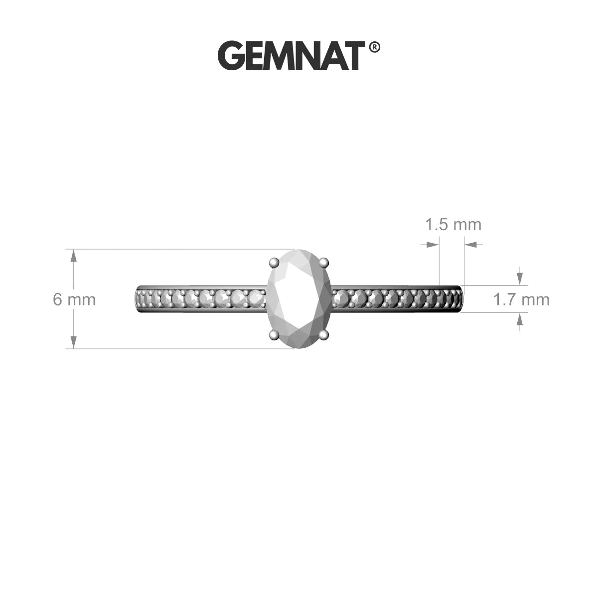 Promise | 18k White Gold 6 x 4 mm Oval Black Diamond Ring