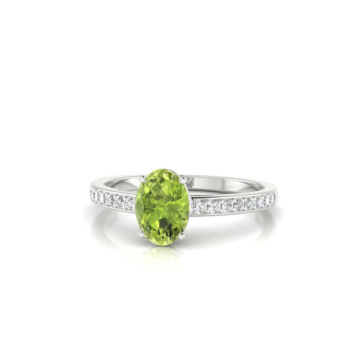 Promise | 18k White Gold 7 x 5 mm Oval Peridot Ring