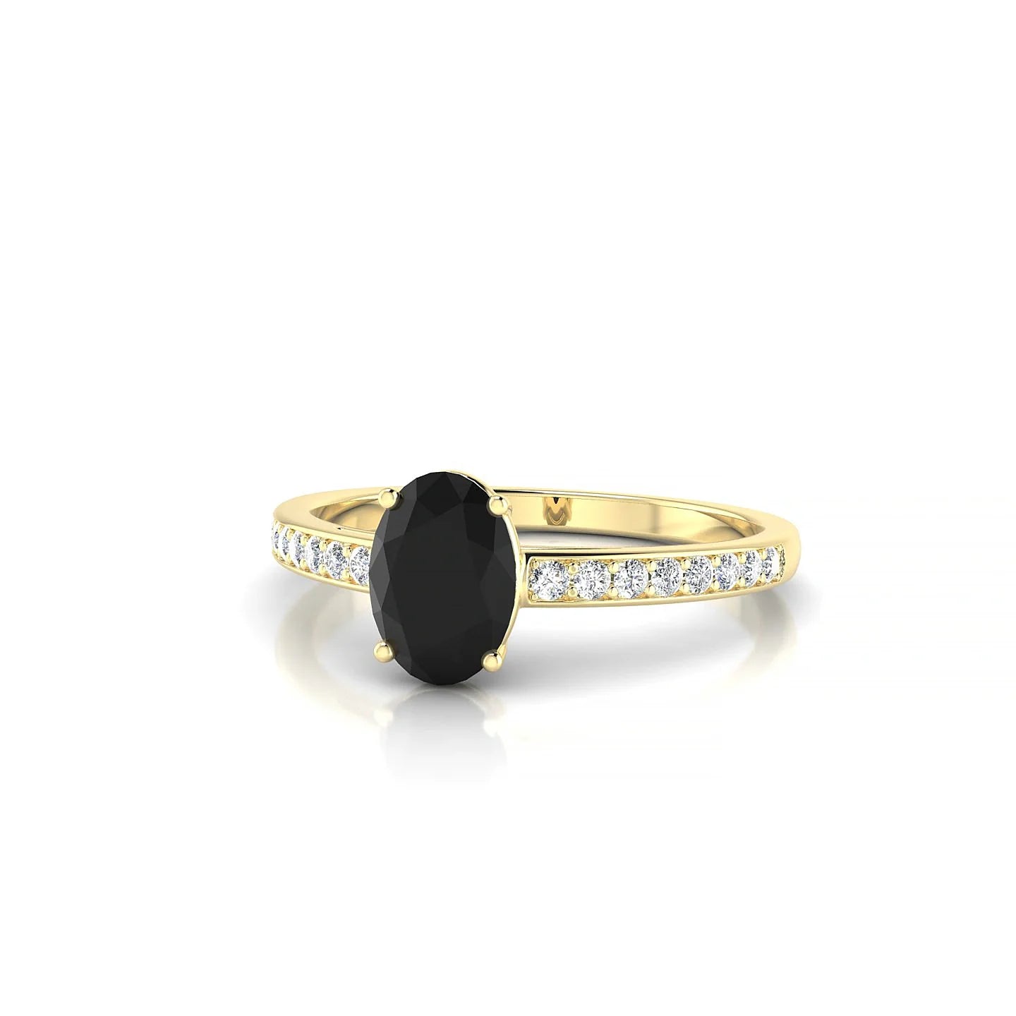 Promise | 18k Yellow Gold 7 x 5 mm Oval Black Diamond Ring