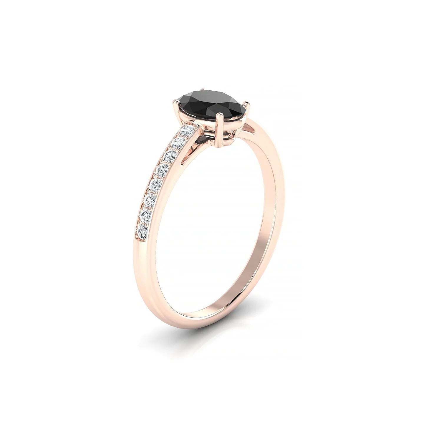 Promise | 18k Rose Gold 7 x 5 mm Oval Black Diamond Ring
