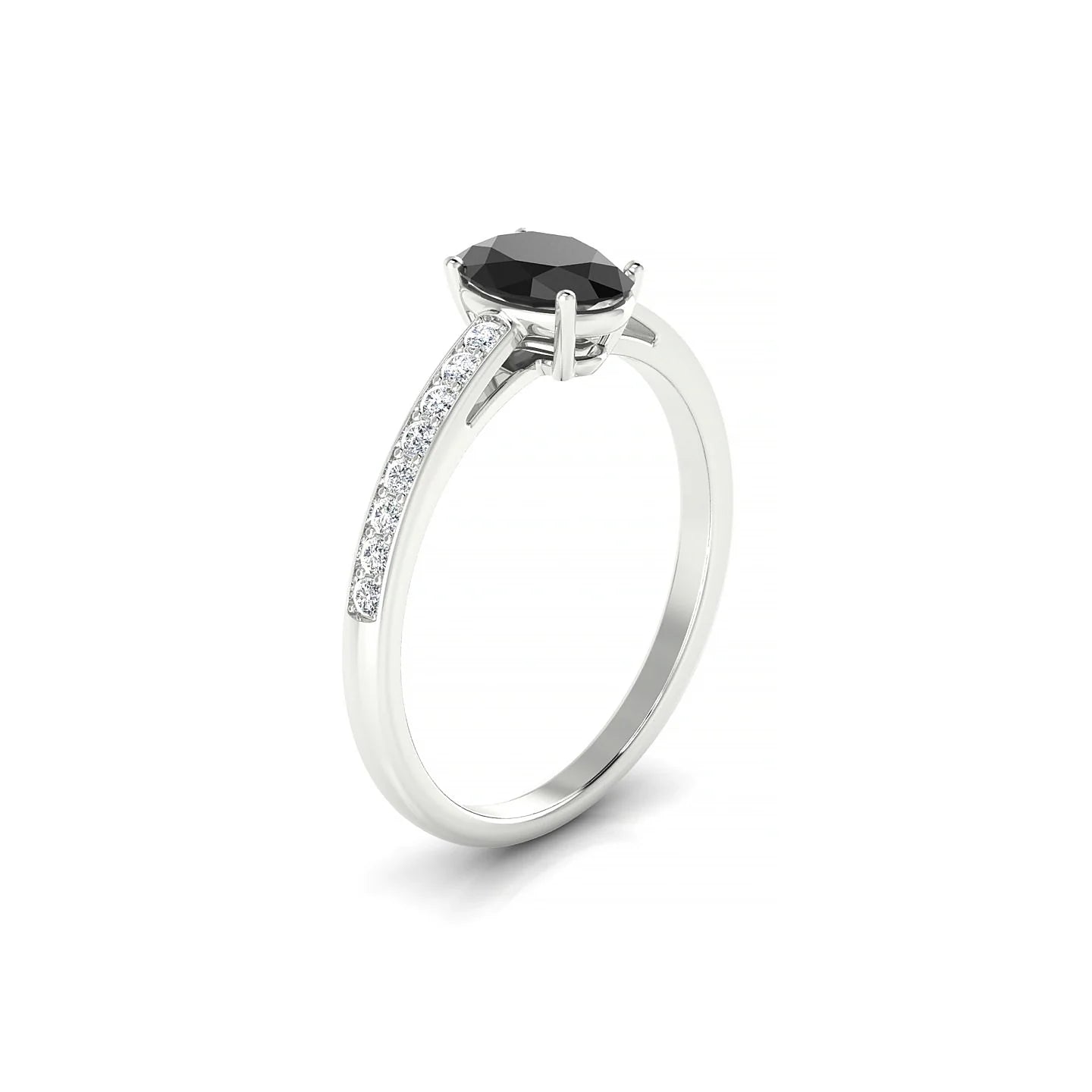 Promise | 18k White Gold 7 x 5 mm Oval Black Diamond Ring