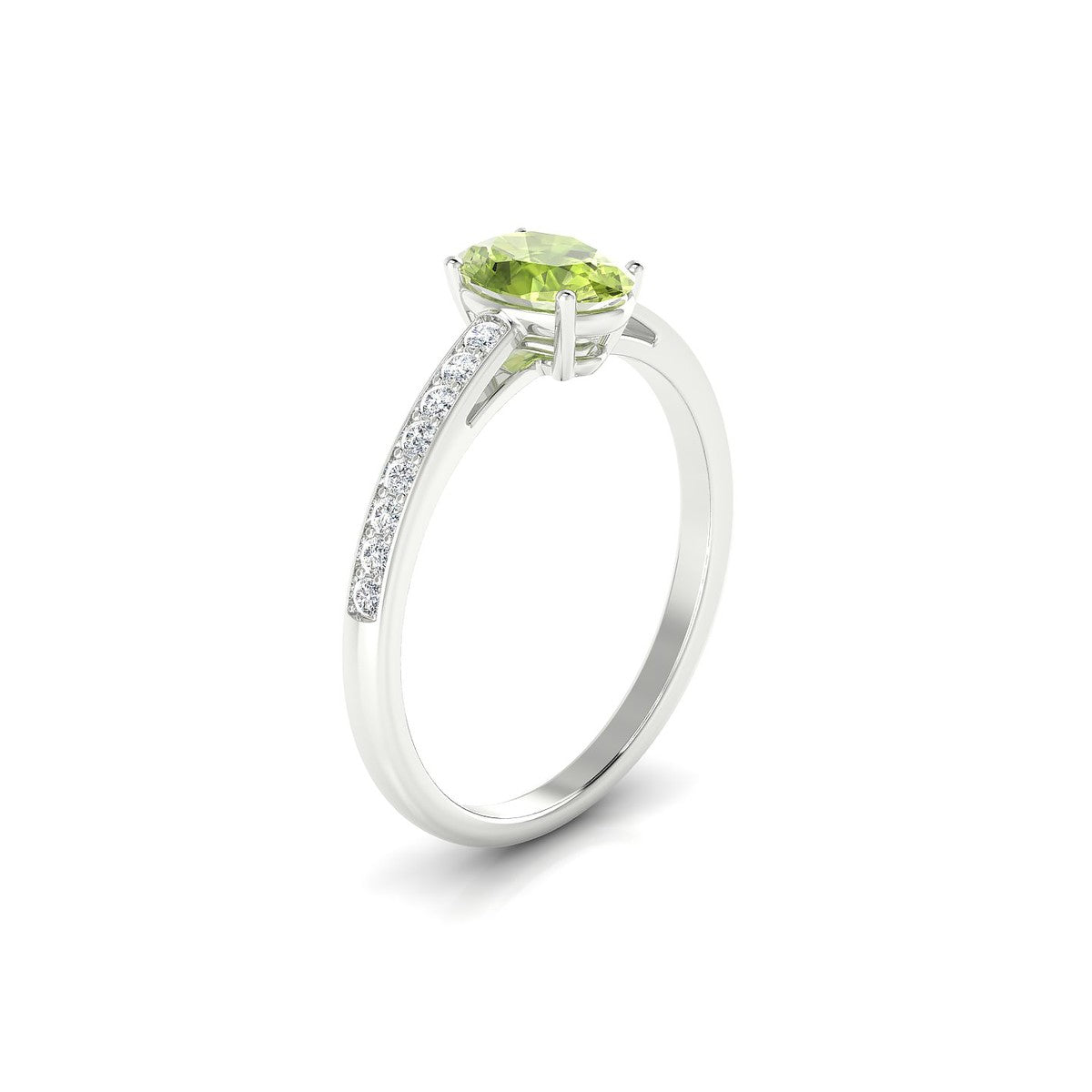 Promise | 18k White Gold 7 x 5 mm Oval Peridot Ring