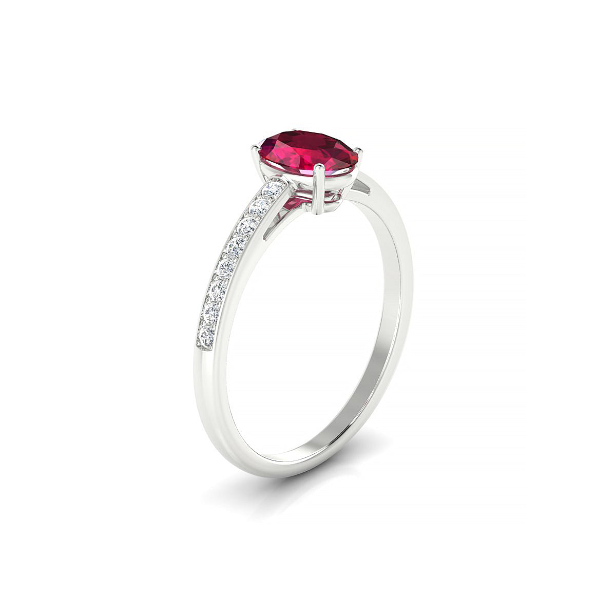 Promise | 18k White Gold 7 x 5 mm Oval Ruby Ring