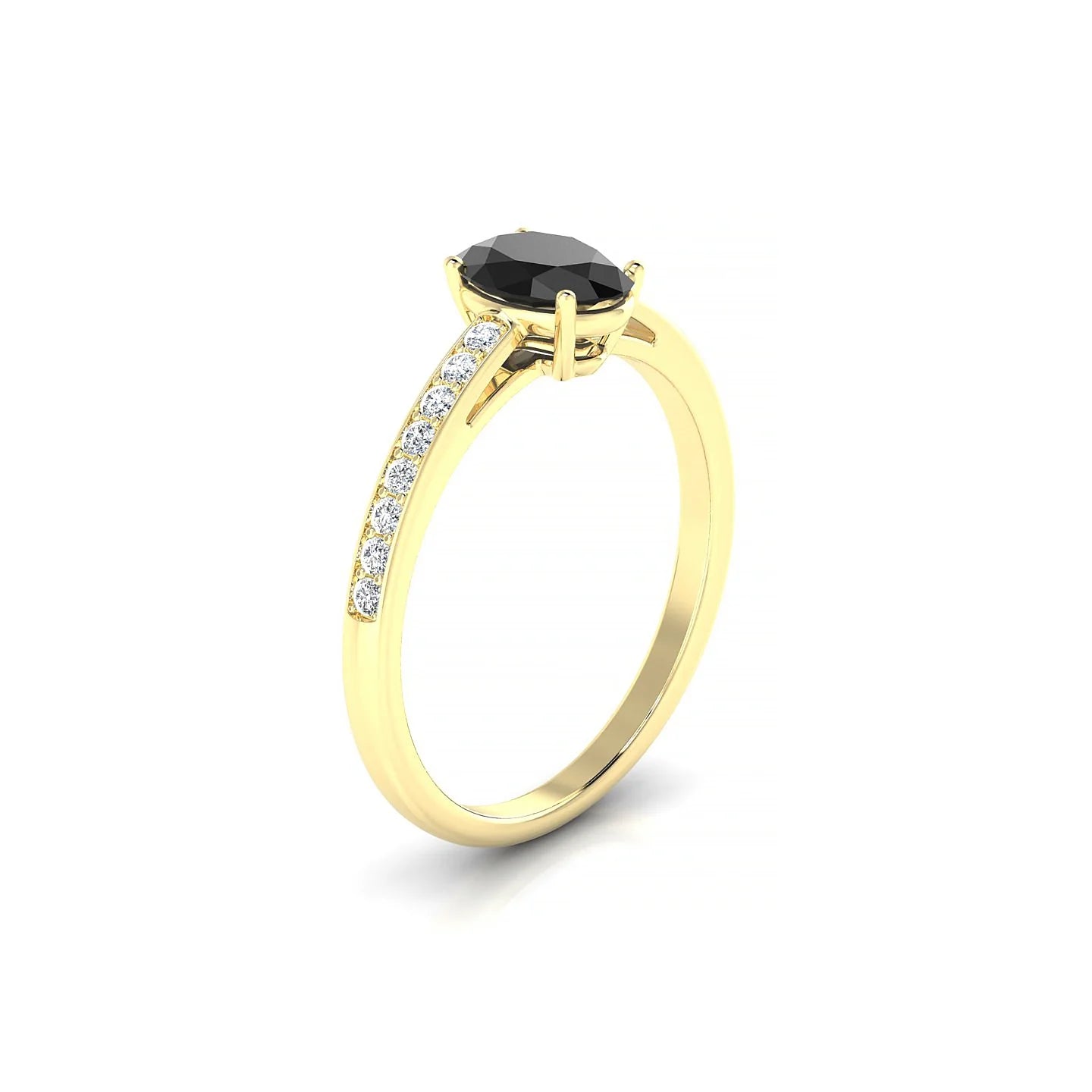 Promise | 18k Yellow Gold 7 x 5 mm Oval Black Diamond Ring