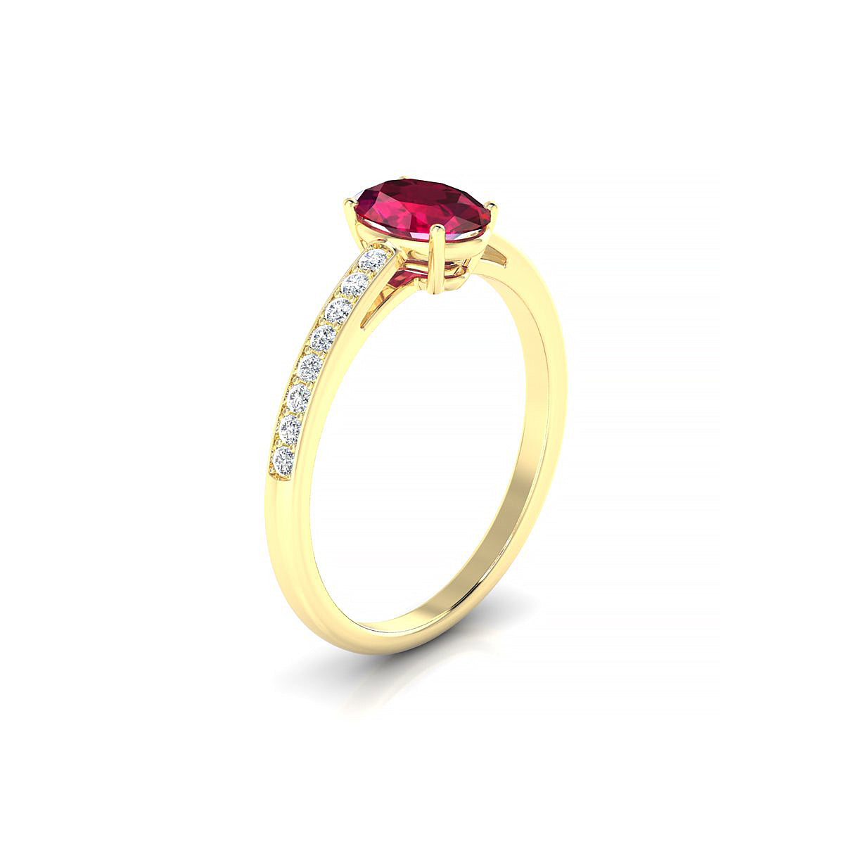 Promise | 18k Yellow Gold 7 x 5 mm Oval Ruby Ring