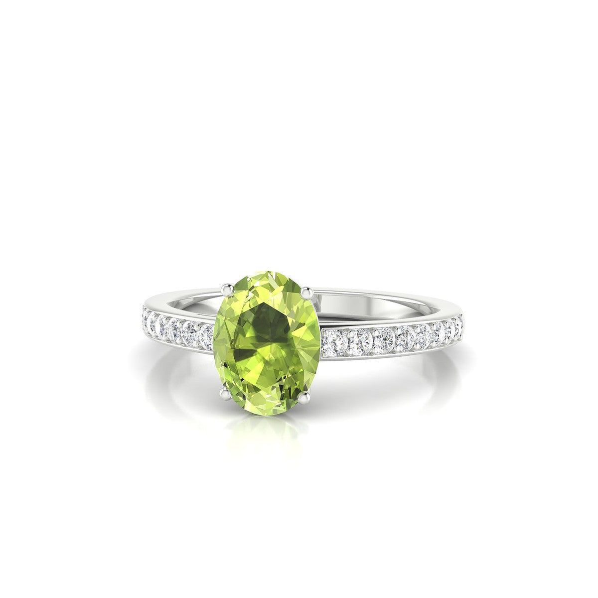 Promise | 18k White Gold 8 x 6 mm Oval Peridot Ring