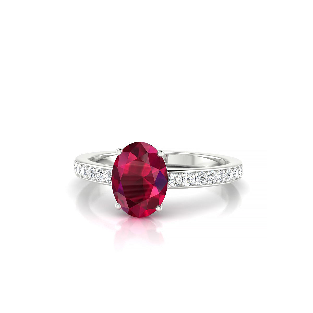 Promise | 18k White Gold 8 x 6 mm Oval Ruby Ring