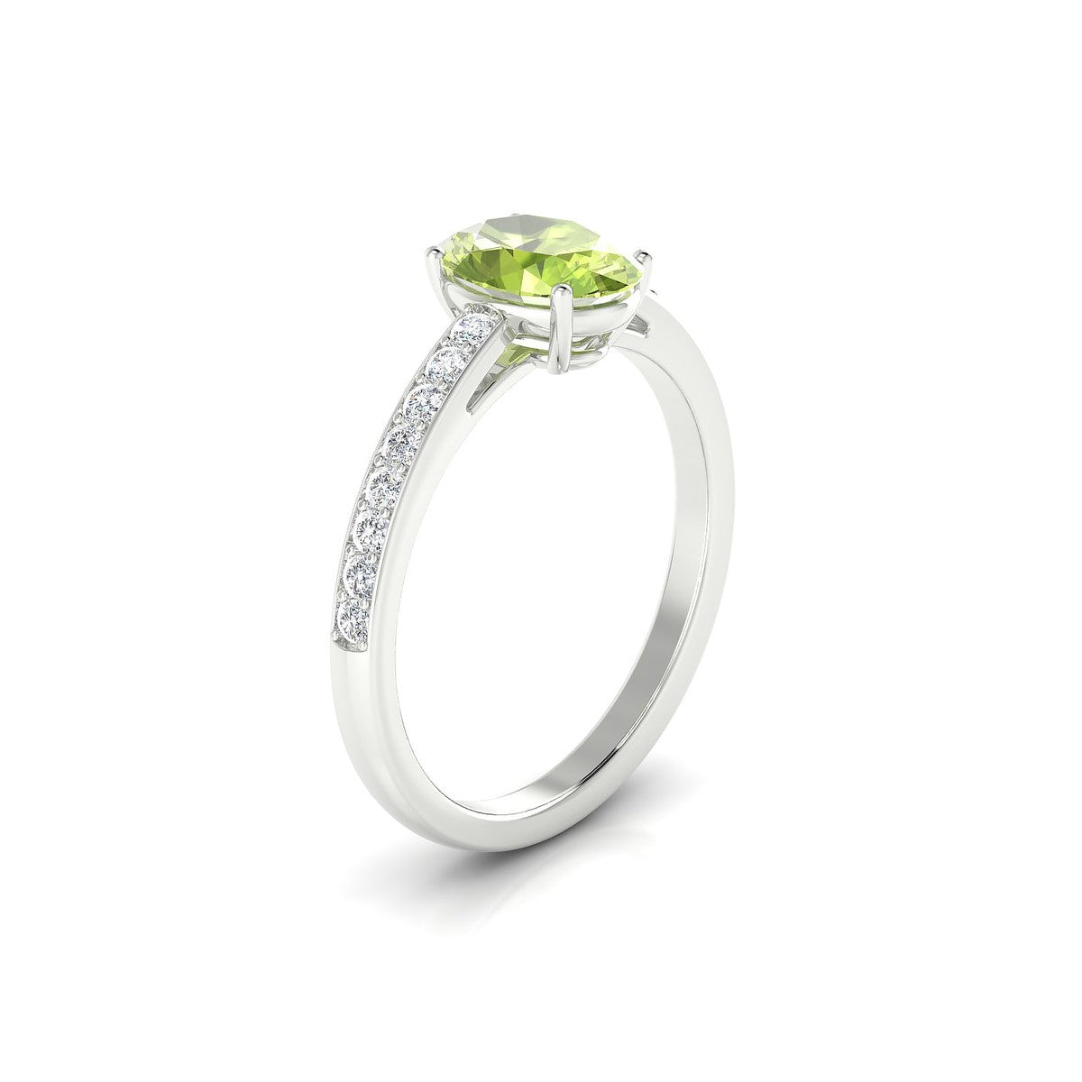 Promise | 18k White Gold 8 x 6 mm Oval Peridot Ring