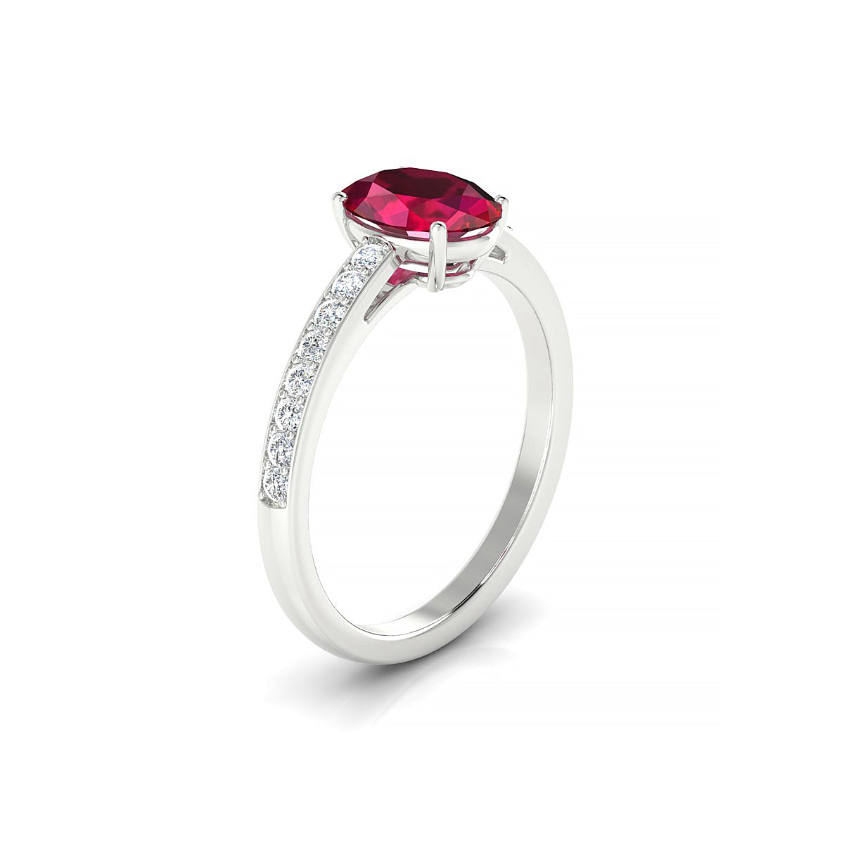 Promise | 18k White Gold 8 x 6 mm Oval Ruby Ring