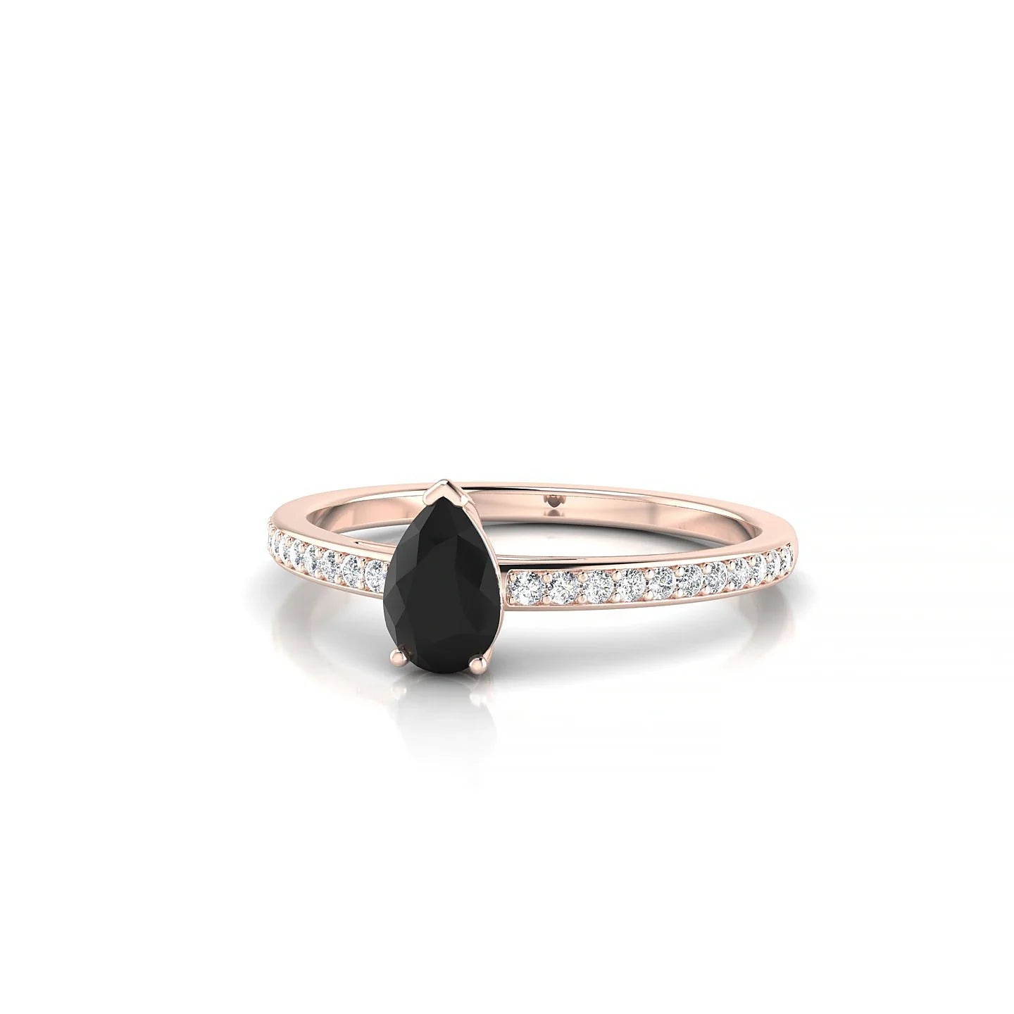 Promise | 18k Rose Gold 6 x 4 mm Pear Black Diamond Ring