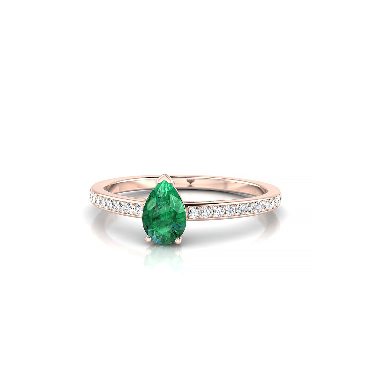 Promise | 18k Rose Gold 6 x 4 mm Pear Emerald Ring