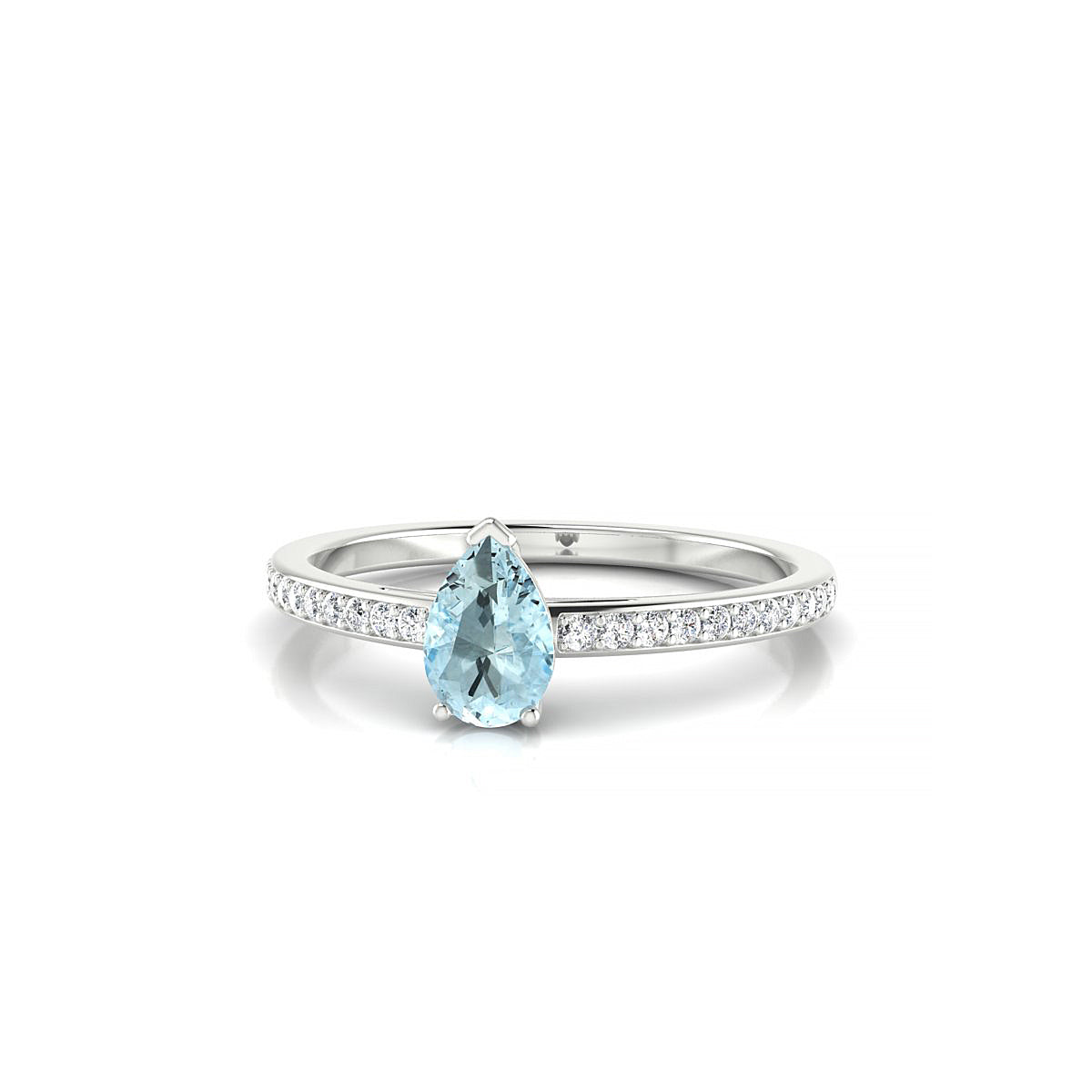 Promise | 18k White Gold 6 x 4 mm Pear Aquamarine Ring
