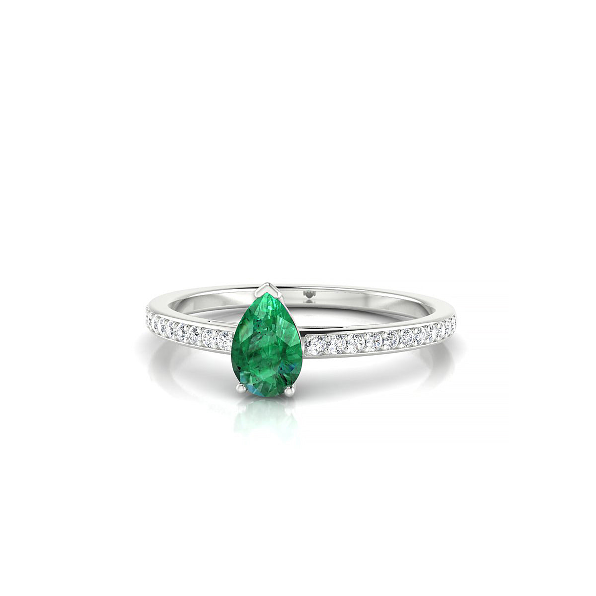 Promise | 18k White Gold 6 x 4 mm Pear Emerald Ring