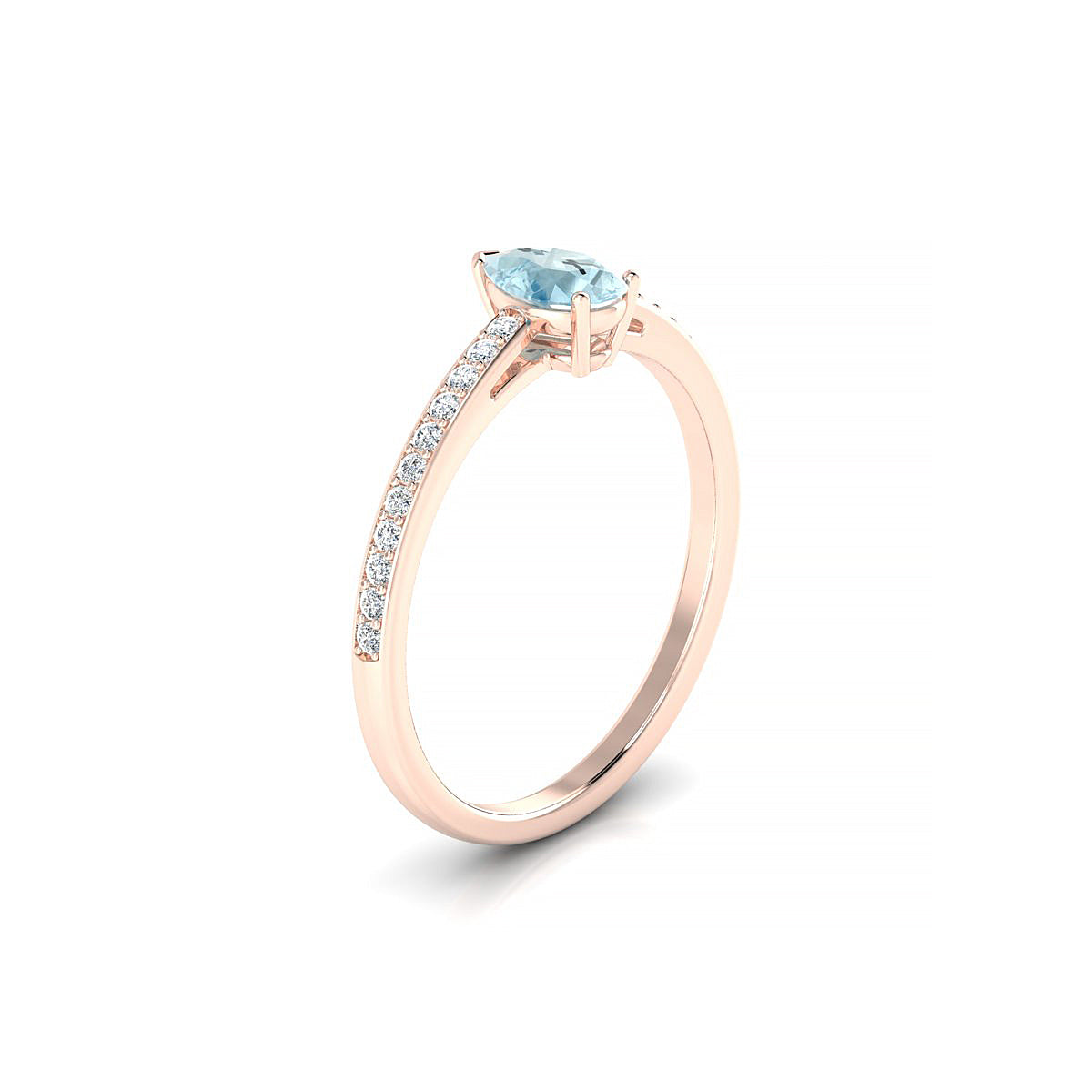 Promise | 18k Rose Gold 6 x 4 mm Pear Aquamarine Ring