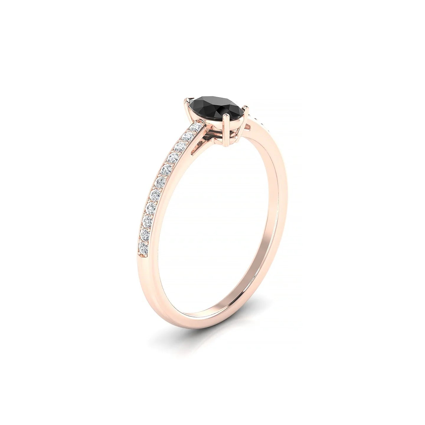 Promise | 18k Rose Gold 6 x 4 mm Pear Black Diamond Ring