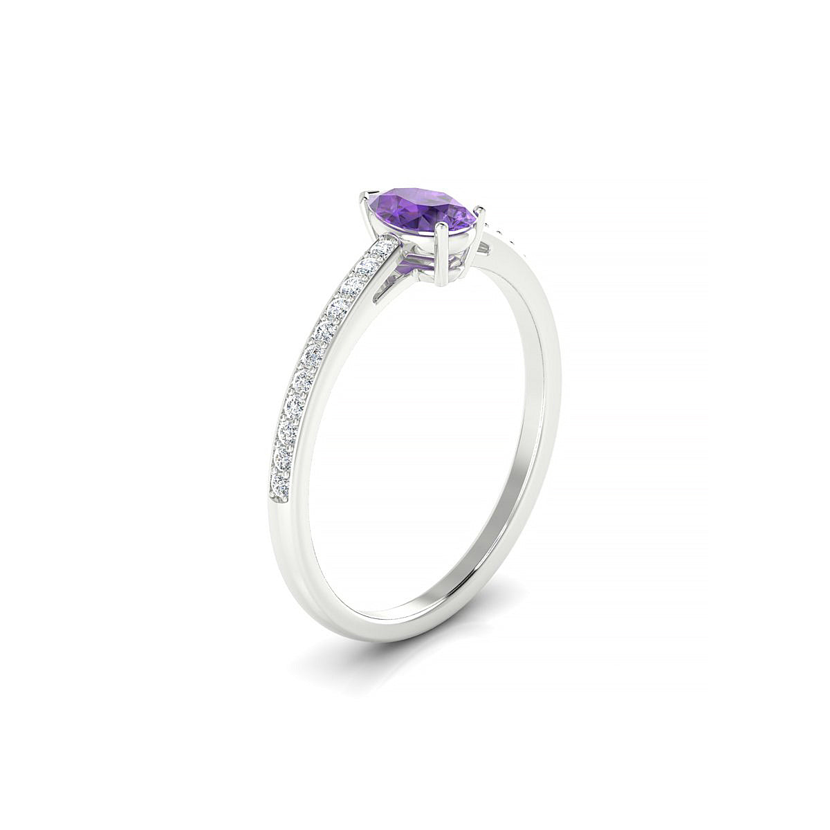 Promise | 18k White Gold 6 x 4 mm Pear Amethyst Ring