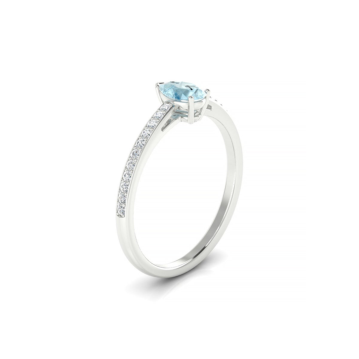 Promise | 18k White Gold 6 x 4 mm Pear Aquamarine Ring