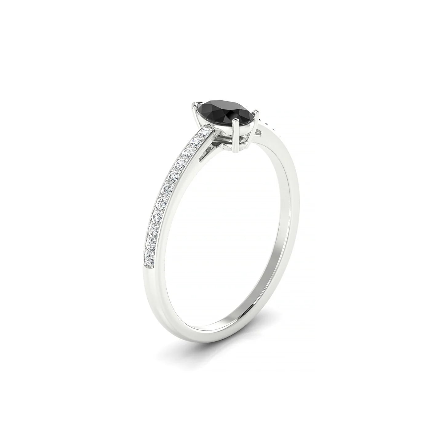 Promise | 18k White Gold 6 x 4 mm Pear Black Diamond Ring