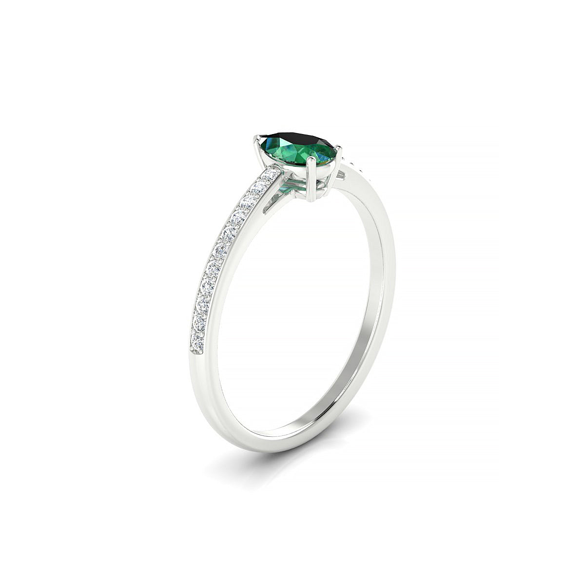 Promise | 18k White Gold 6 x 4 mm Pear Emerald Ring