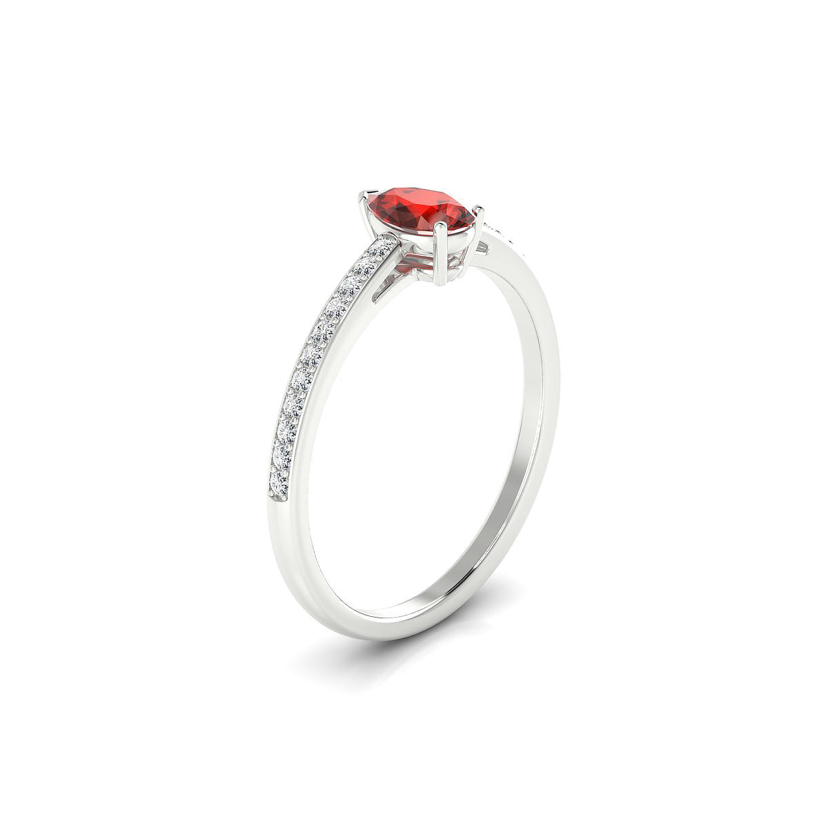 Promise | 18k White Gold 6 x 4 mm Pear Garnet Ring