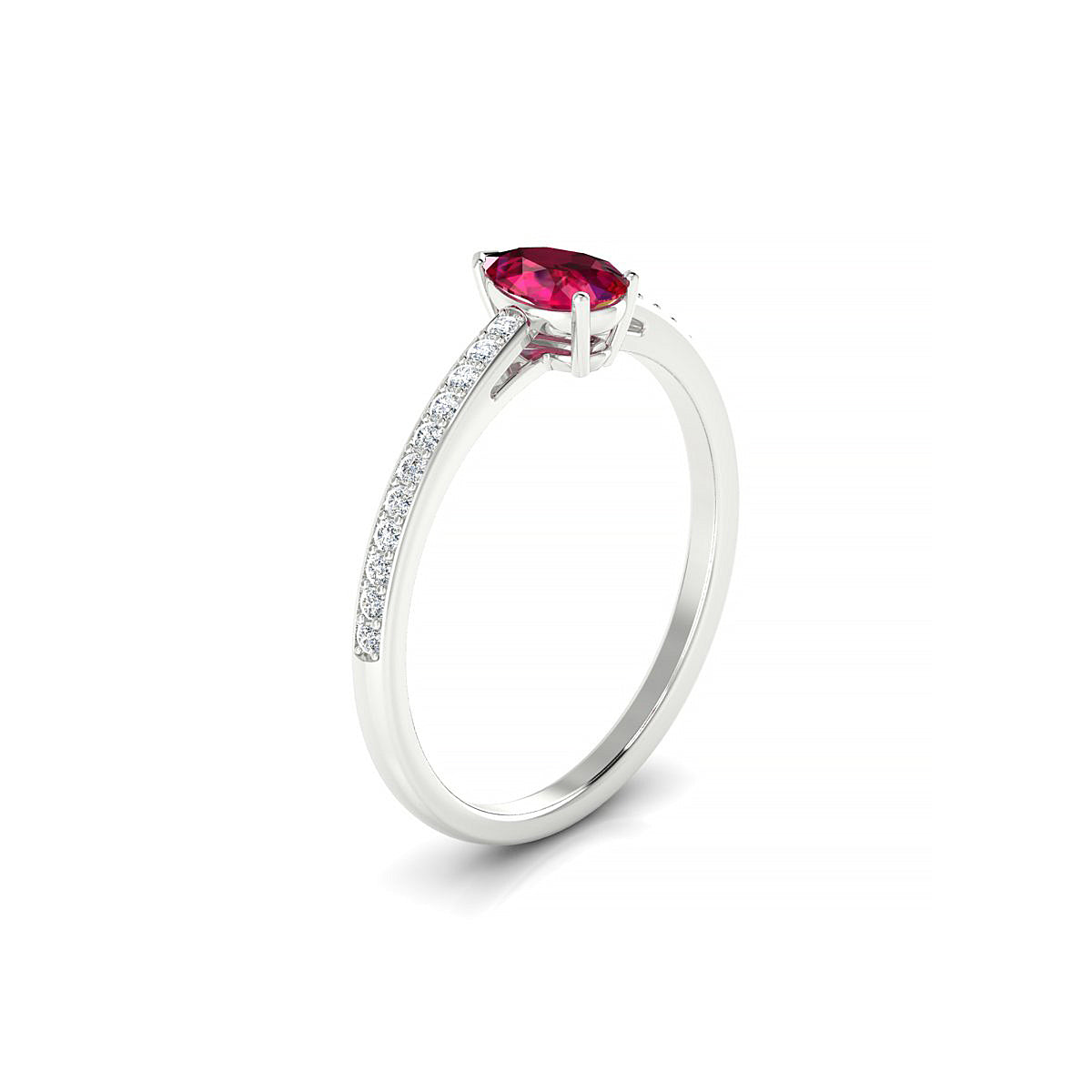 Promise | 18k White Gold 6 x 4 mm Pear Ruby Ring
