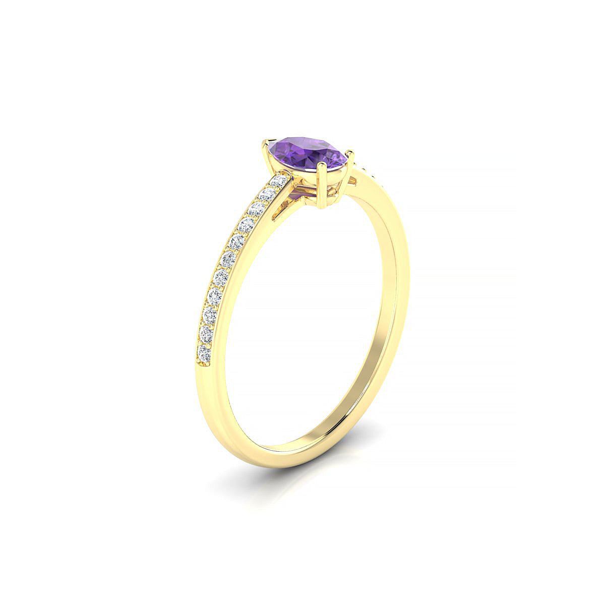 Promise | 18k Yellow Gold 6 x 4 mm Pear Amethyst Ring
