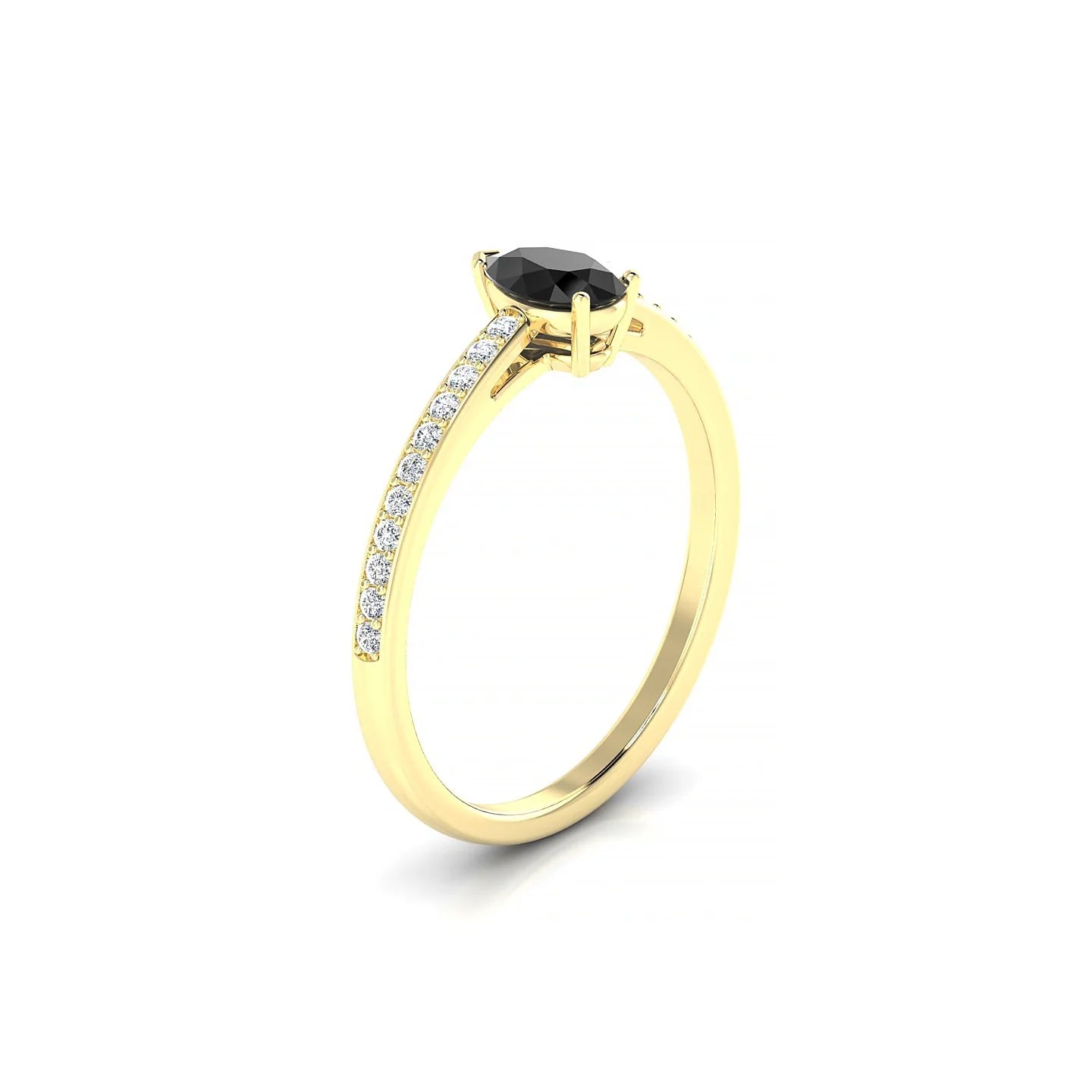 Promise | 18k Yellow Gold 6 x 4 mm Pear Black Diamond Ring