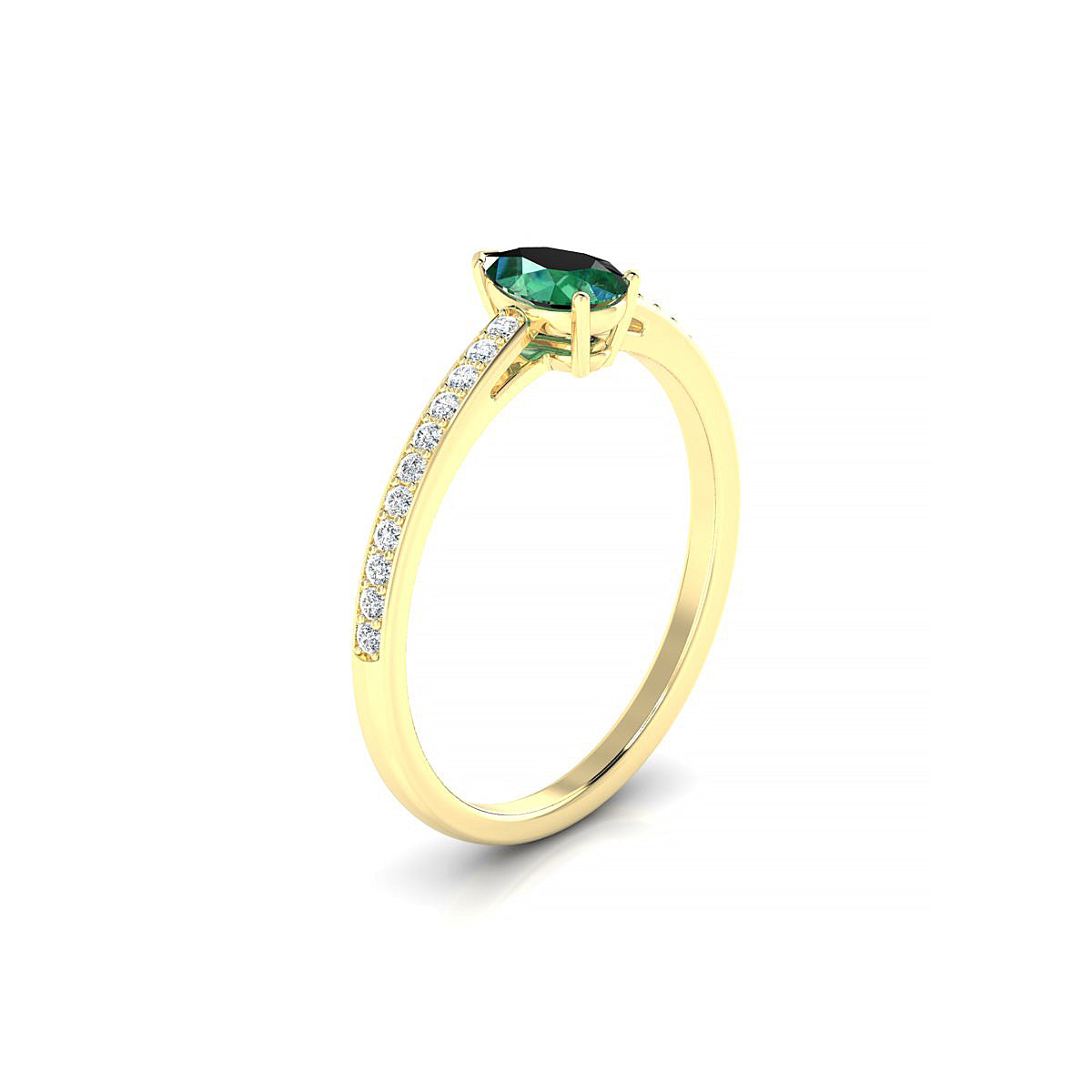 Promise | 18k Yellow Gold 6 x 4 mm Pear Emerald Ring
