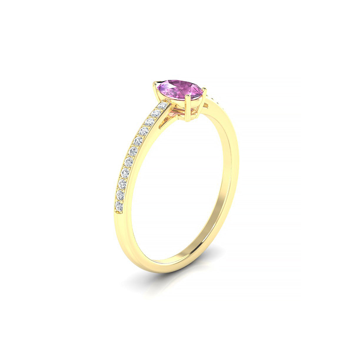 Promise | 18k Yellow Gold 6 x 4 mm Pear Pink Sapphire Ring