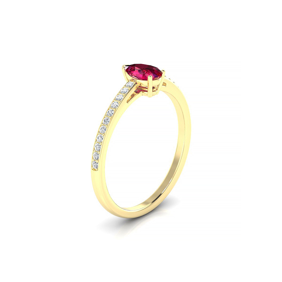 Promise | 18k Yellow Gold 6 x 4 mm Pear Ruby Ring