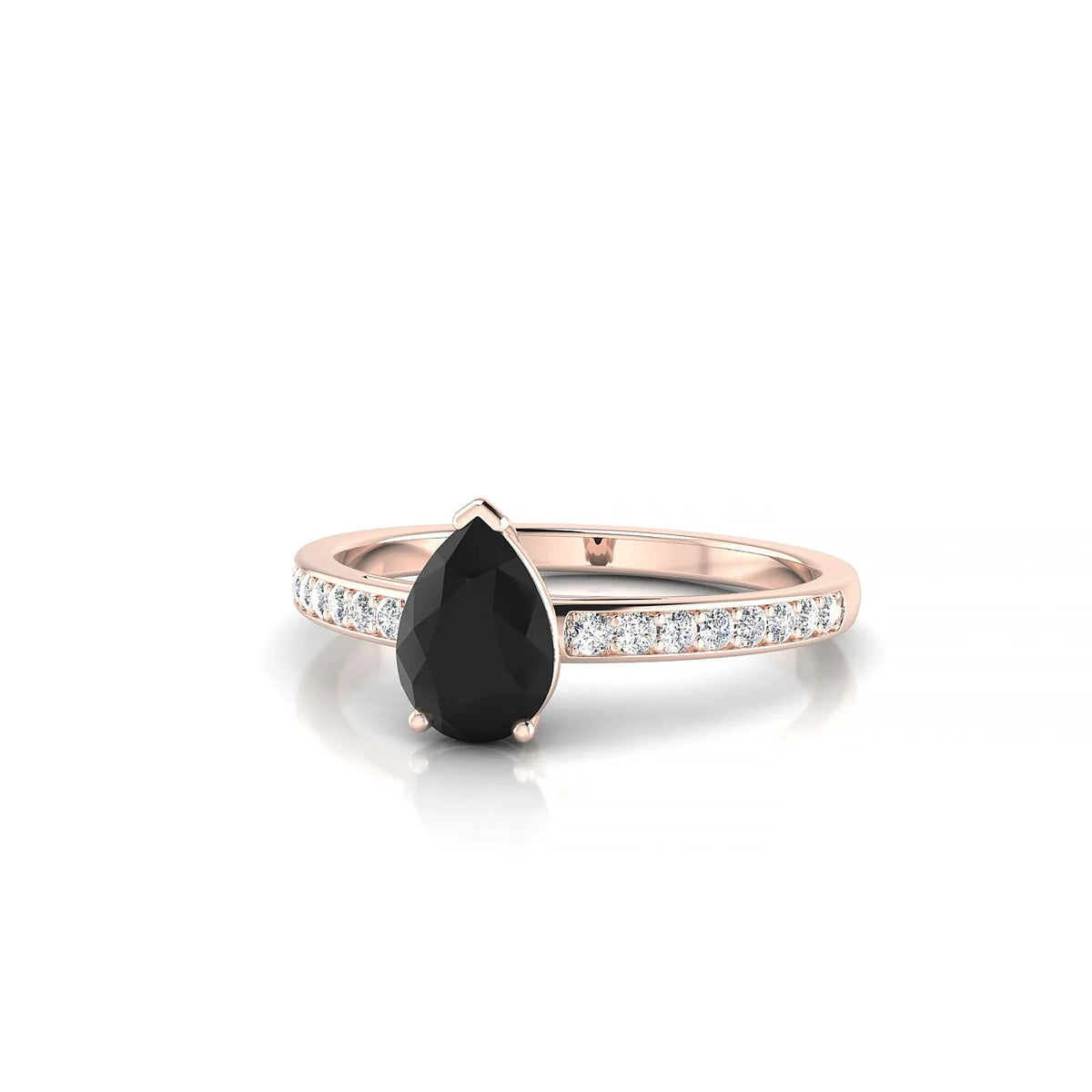 Promise | 18k Rose Gold 7 x 5 mm Pear Black Diamond Ring