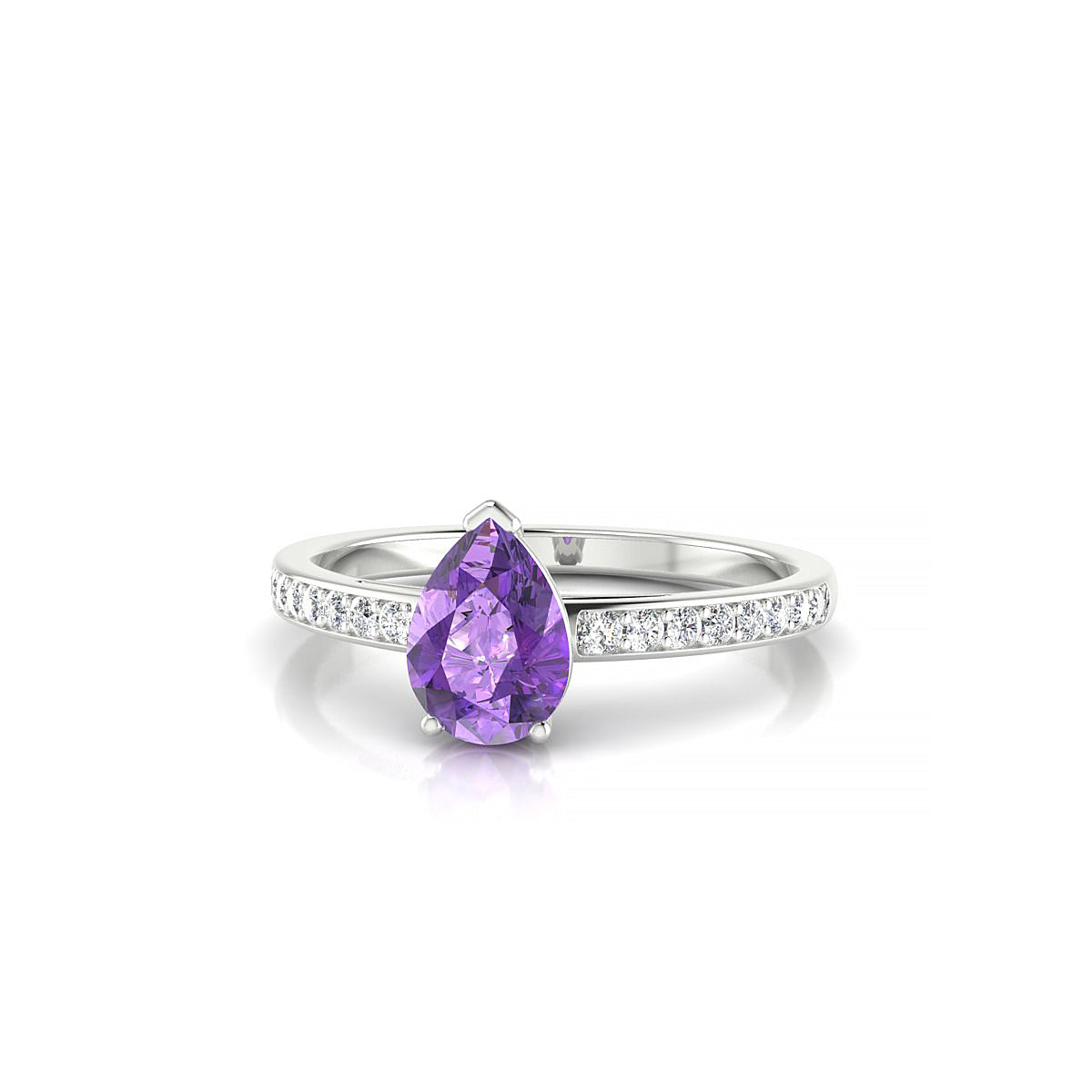 Promise | 18k White Gold 7 x 5 mm Pear Amethyst Ring
