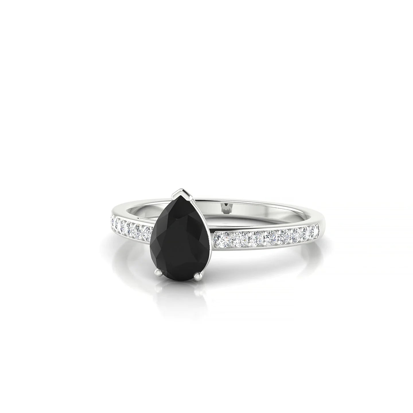 Promise | 18k White Gold 7 x 5 mm Pear Black Diamond Ring
