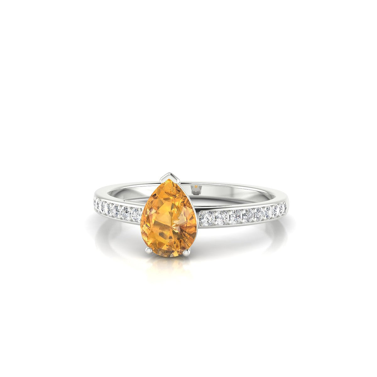 Promise | 18k White Gold 7 x 5 mm Pear Citrine Ring