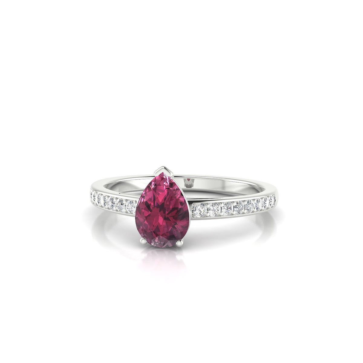 Promise | 18k White Gold 7 x 5 mm Pear Rhodolite Ring