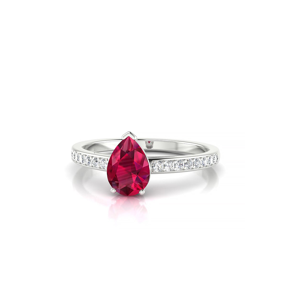 Promise | 18k White Gold 7 x 5 mm Pear Ruby Ring