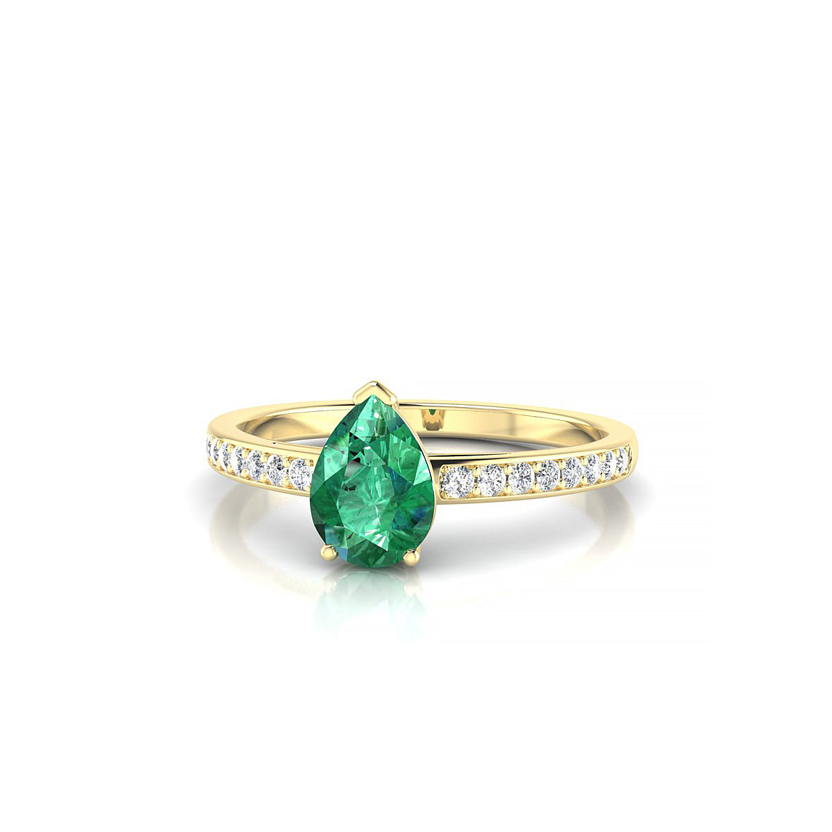 Promise | 18k Yellow Gold 7 x 5 mm Pear Emerald Ring