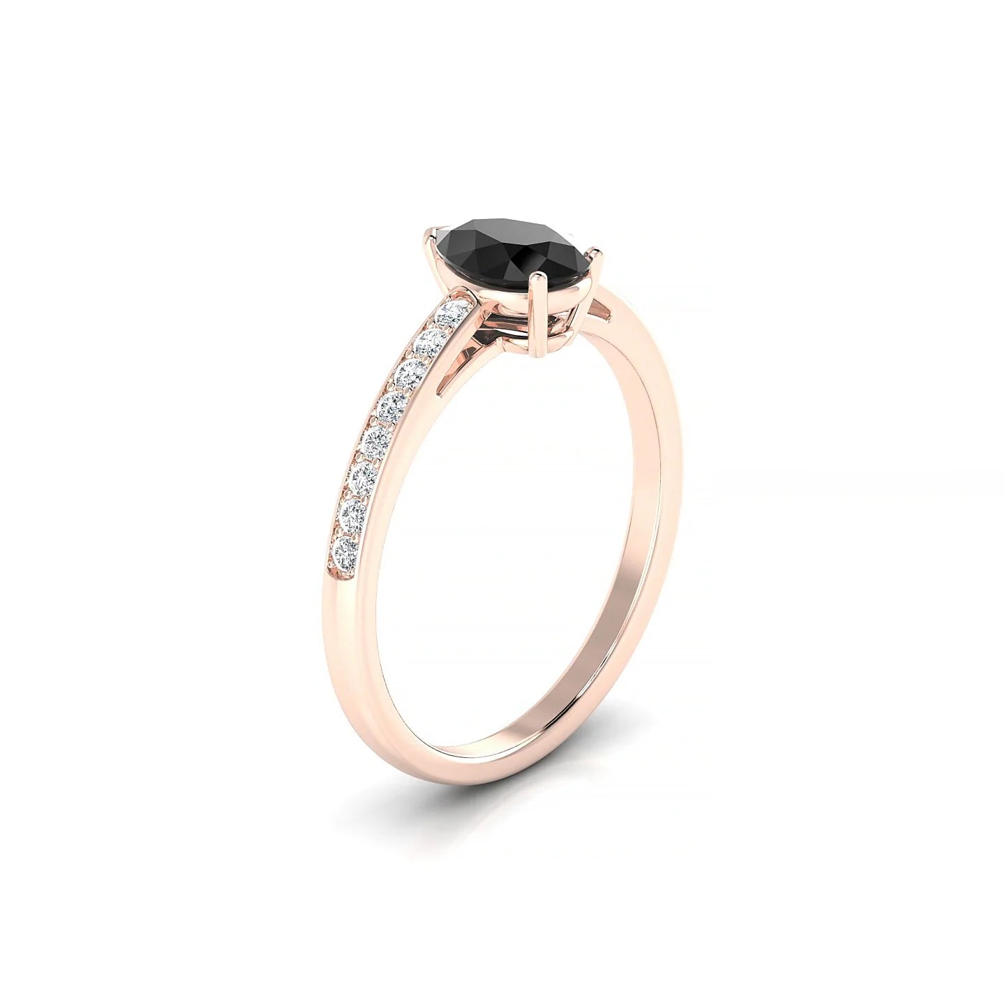 Promise | 18k Rose Gold 7 x 5 mm Pear Black Diamond Ring