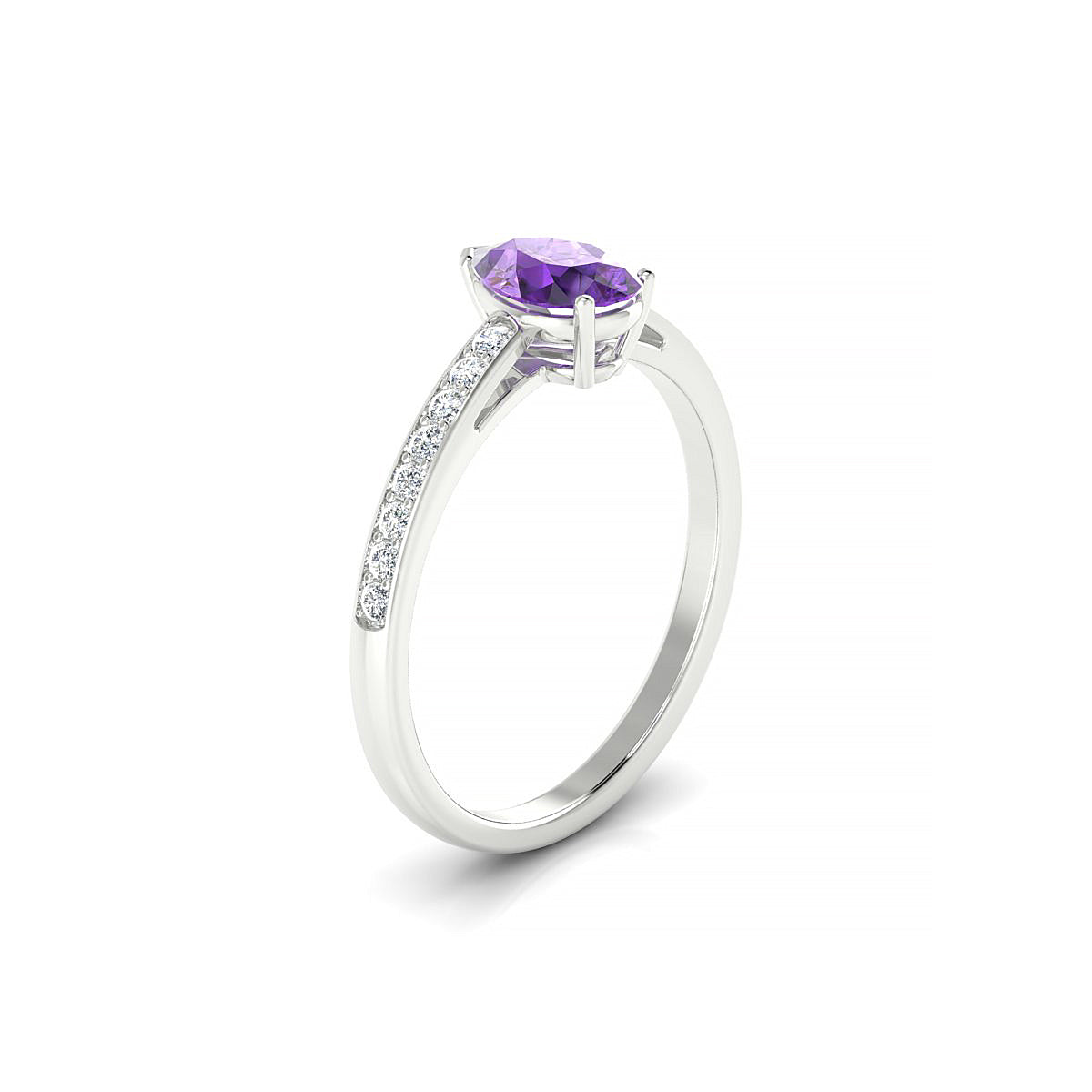 Promise | 18k White Gold 7 x 5 mm Pear Amethyst Ring