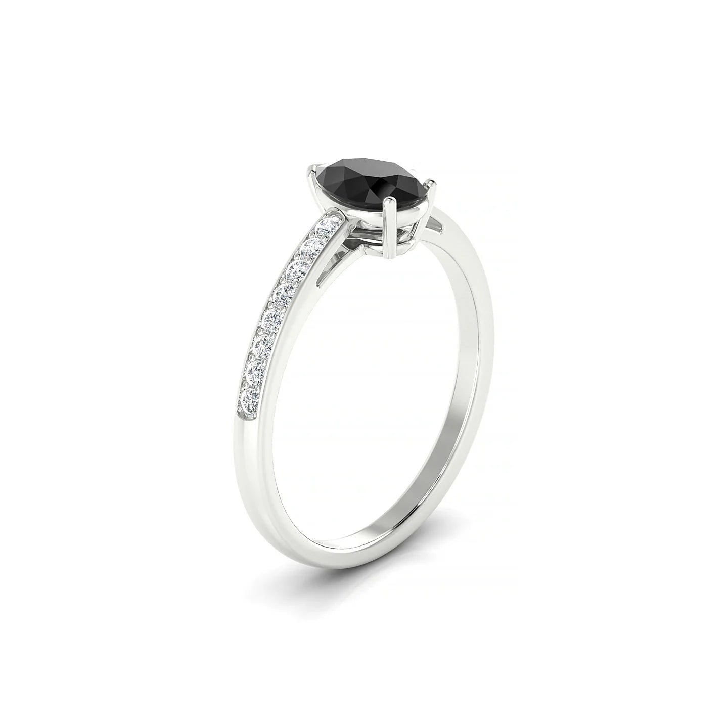 Promise | 18k White Gold 7 x 5 mm Pear Black Diamond Ring