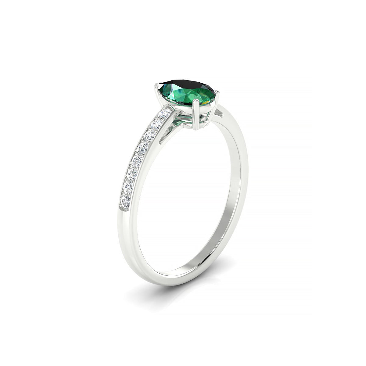 Promise | 18k White Gold 7 x 5 mm Pear Emerald Ring